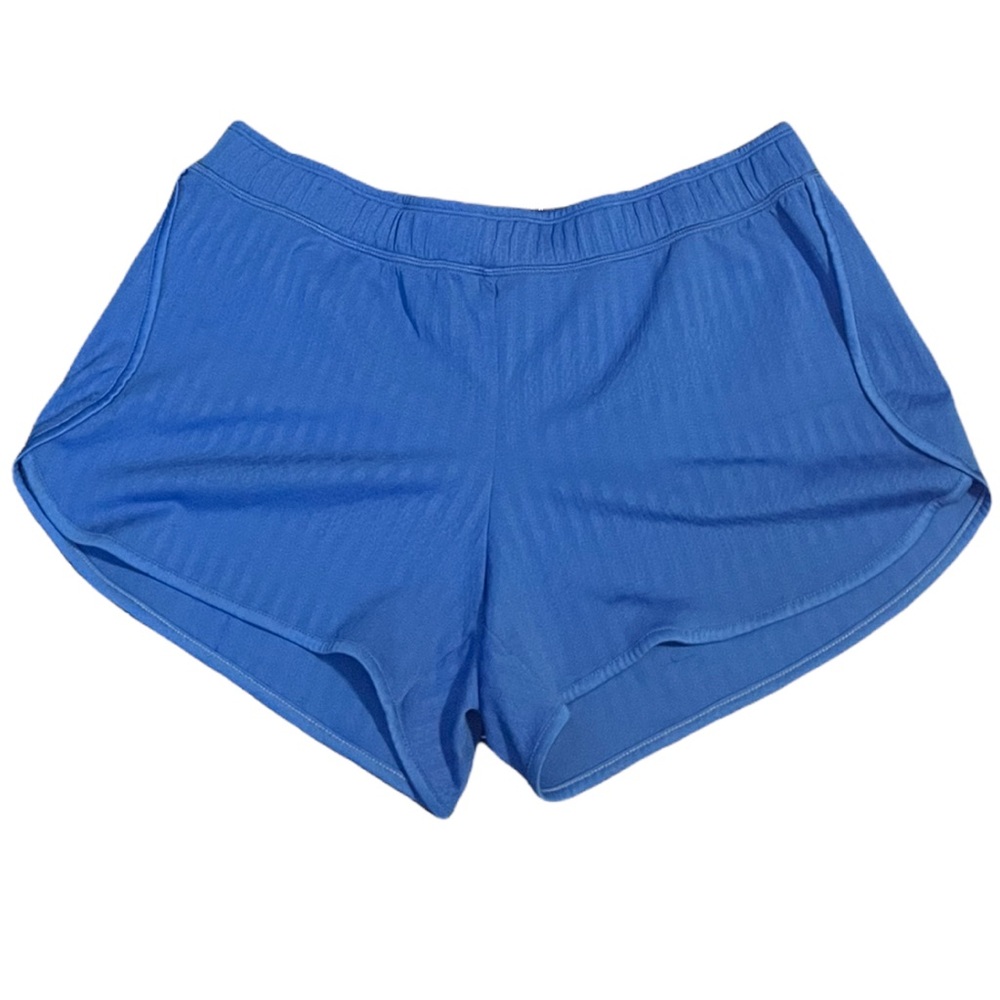 These are womens blue ATHLETIC WORKS shorts. They are a size 12-14.